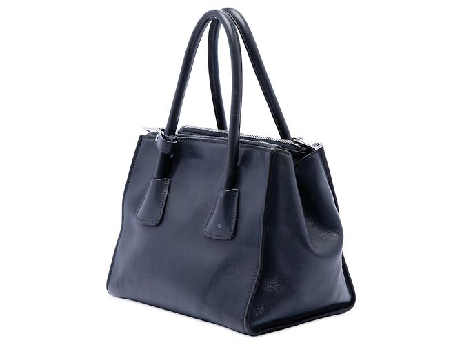 Borsa Prada Blue Glace Calf Twin Pocket Double Handle Blu navy - vista 2
