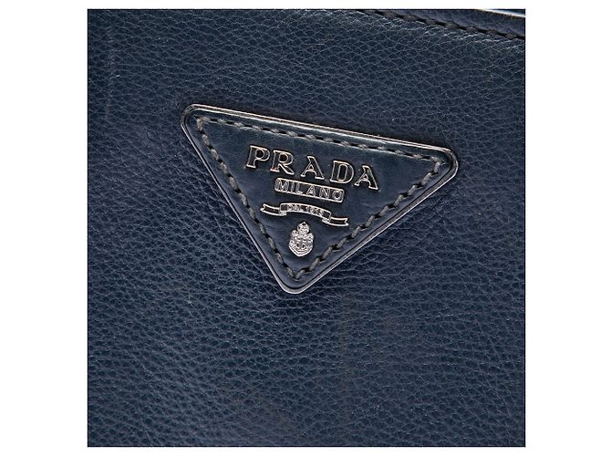 Borsa Prada Blue Glace Calf Twin Pocket Double Handle Blu navy - vista 5