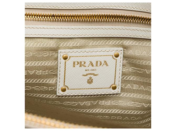 Borsa Prada White Saffiano Lux Double Zip Bianco Bianco sporco - vista 5