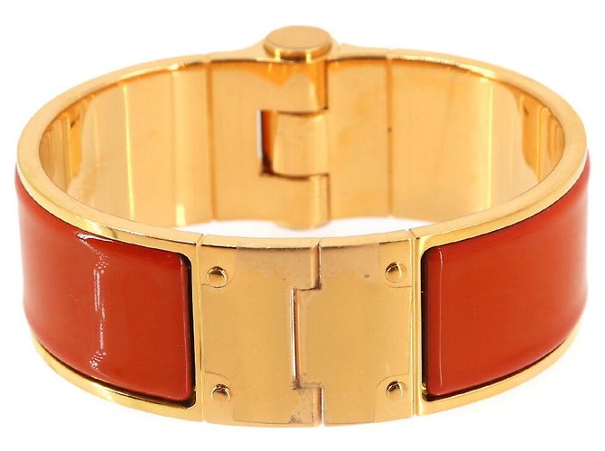 Bracciale Charm Hermès in Oro e Rouge Vif Rosso D'oro - vista 2