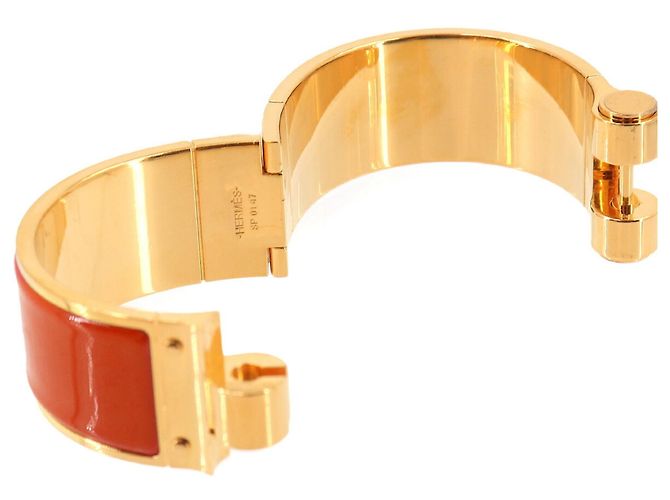Bracciale Charm Hermès in Oro e Rouge Vif Rosso D'oro - vista 4