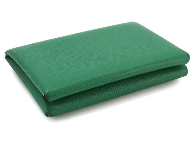 Hermès Tarjetero Hermes Calvi Duo Verso Verde Amarillo - vista 4
