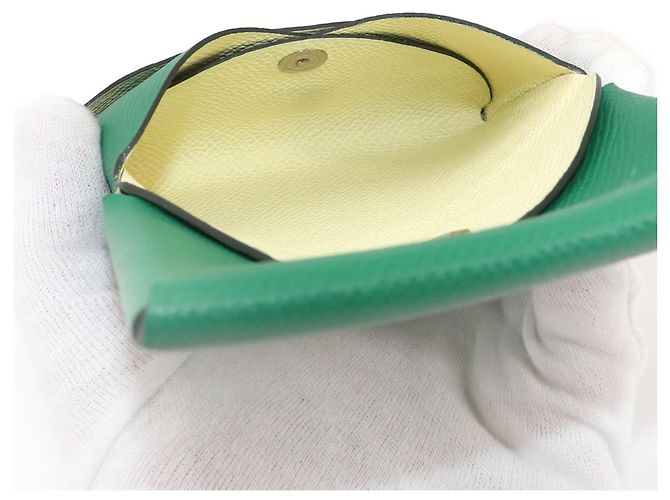 Hermès Tarjetero Hermes Calvi Duo Verso Verde Amarillo - vista 7