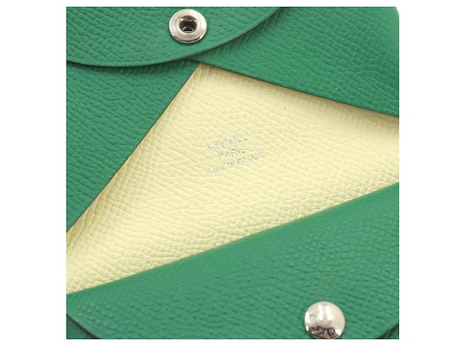 Hermès Tarjetero Hermes Calvi Duo Verso Verde Amarillo - vista 8