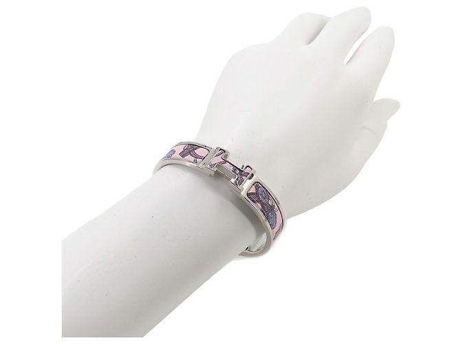 Hermès Pulsera Clic H PM Honage Brides de Coeur Plata Rosa - vista 7