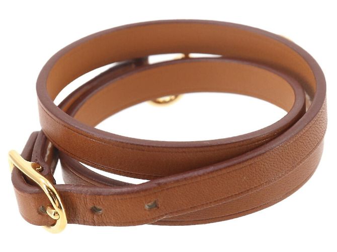 Bracciale Hermès Triple Tour in pelle marrone - vista 3
