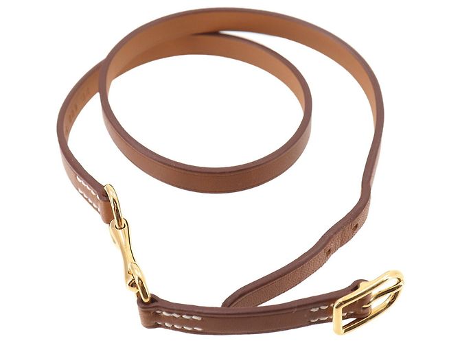 Bracciale Hermès Triple Tour in pelle marrone - vista 4