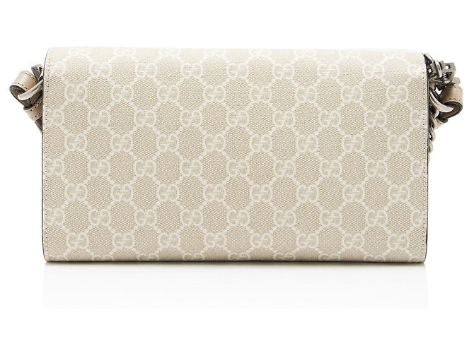 Borsa Gucci GG Supreme Web Dionysus E/W piccola con patta Marrone Beige - vista 3