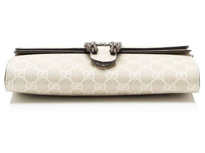 Borsa Gucci GG Supreme Web Dionysus E/W piccola con patta Marrone Beige - vista 4