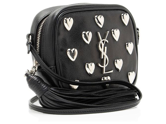 Borsa Blogger in pelle con applicazioni a cuore e monogramma Saint Laurent Nero - vista 2