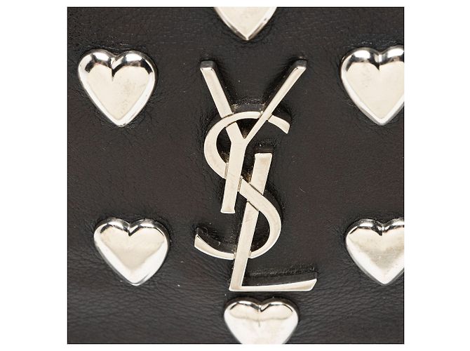 Borsa Blogger in pelle con applicazioni a cuore e monogramma Saint Laurent Nero - vista 9