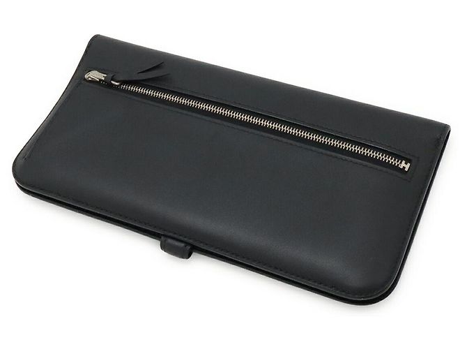 Hermès Portafoglio lungo Dogon Hermes in pelle nera Nero - vista 2