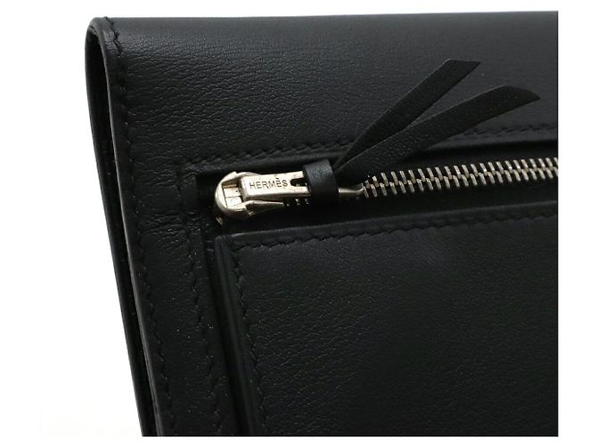 Hermès Portafoglio lungo Dogon Hermes in pelle nera Nero - vista 6
