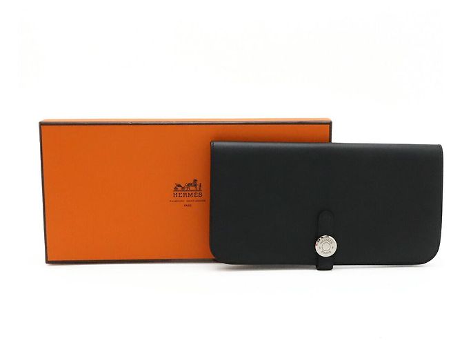 Hermès Portafoglio lungo Dogon Hermes in pelle nera Nero - vista 9