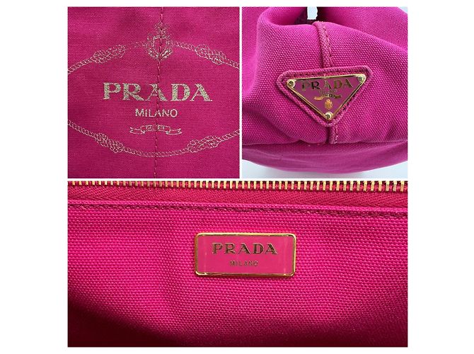 Prada Stoff-Tote-Bag Canapa Pink - Ansicht 6