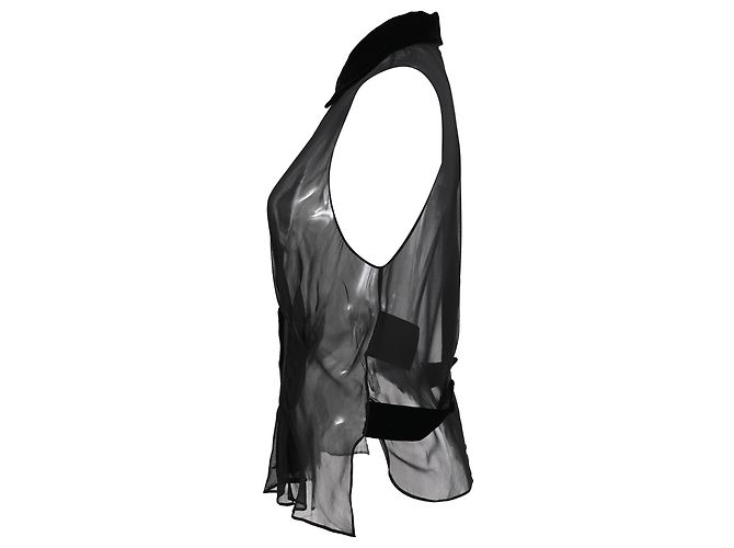 Camicetta senza maniche con tagli Alexander Wang in seta nera Nero - vista 2