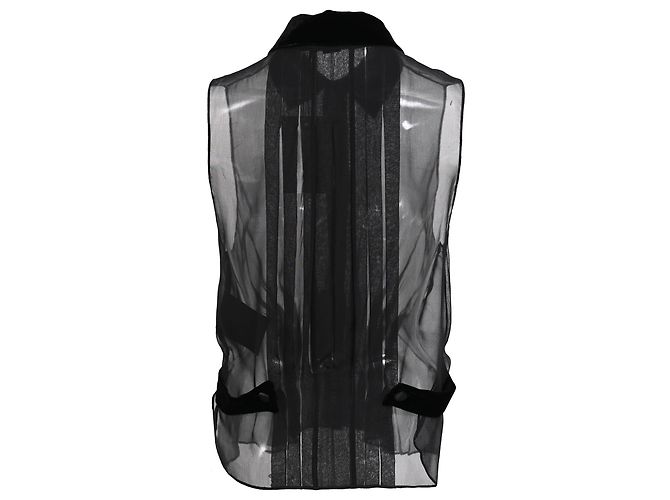 Camicetta senza maniche con tagli Alexander Wang in seta nera Nero - vista 3