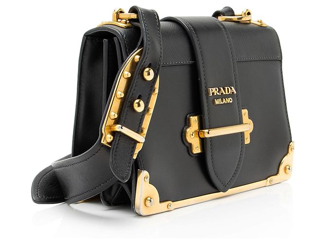 Borsa a tracolla Prada in pelle di vitello Cahier Nero - vista 2
