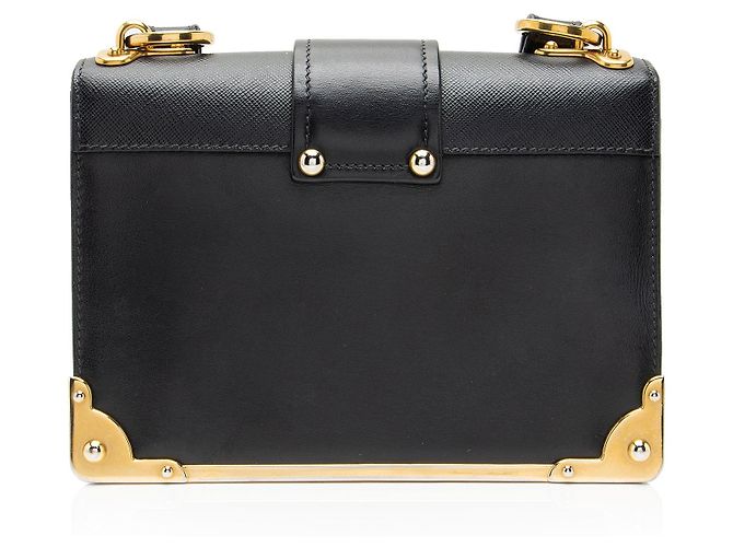 Borsa a tracolla Prada in pelle di vitello Cahier Nero - vista 3