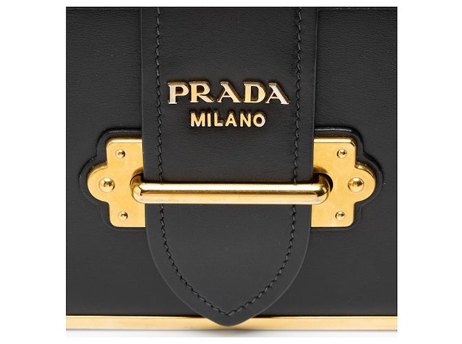Borsa a tracolla Prada in pelle di vitello Cahier Nero - vista 8