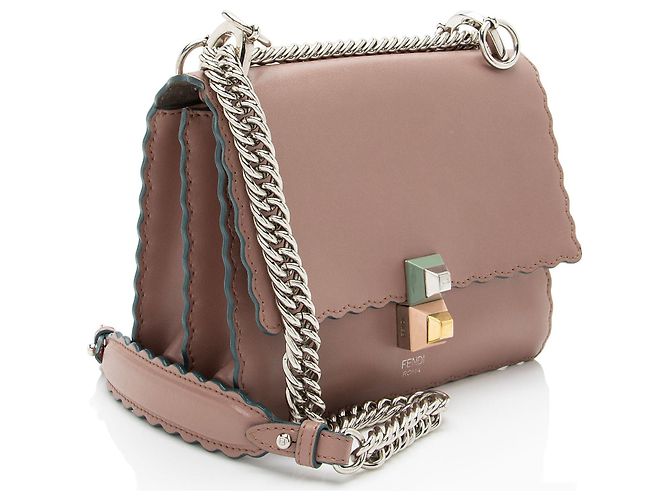 Borsa a tracolla Fendi Kan I Mini in pelle di vitello Rosa - vista 2