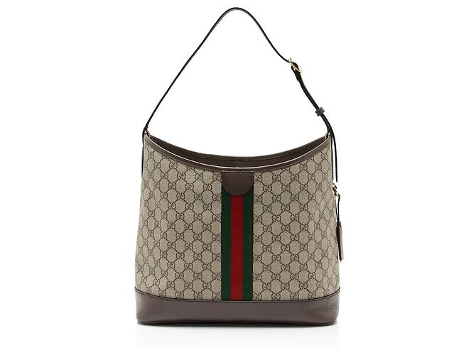 Borsa a tracolla aperta Gucci GG Supreme Ophidia Marrone Beige - vista 3