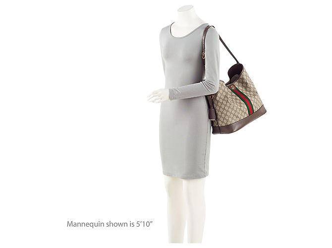 Borsa a tracolla aperta Gucci GG Supreme Ophidia Marrone Beige - vista 5