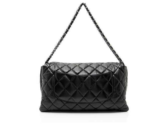 Gabrielle Borsa Chanel Lambskin 3 Accordion Maxi Flap Nero - vista 3
