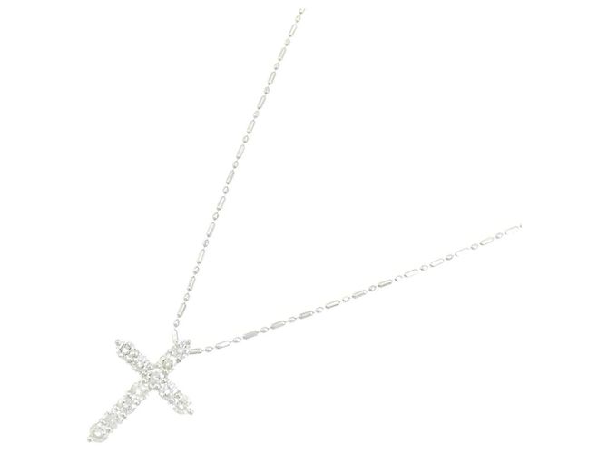 Autre Marque Collana a Croce con Diamanti Pt900 Pt850 Argento - vista 2