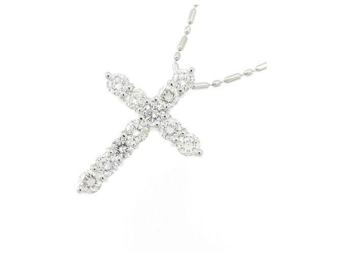 Autre Marque Collana a Croce con Diamanti Pt900 Pt850 Argento - vista 3