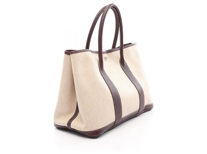 Hermès Borsa Tote Hermes Garden Party PM Marrone Beige Crudo - vista 2