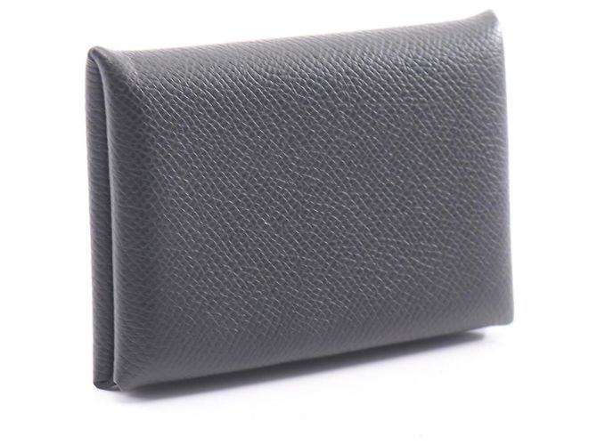 Hermès Cartera Hermes Calvi - Monedero en cuero Epsom negro - vista 2