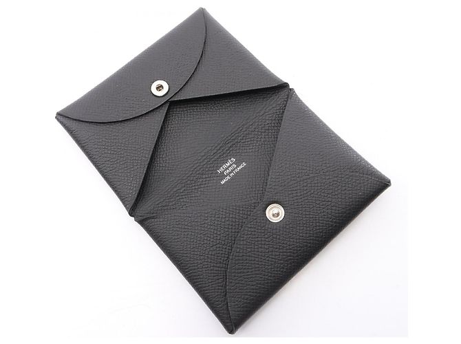 Hermès Cartera Hermes Calvi - Monedero en cuero Epsom negro - vista 4