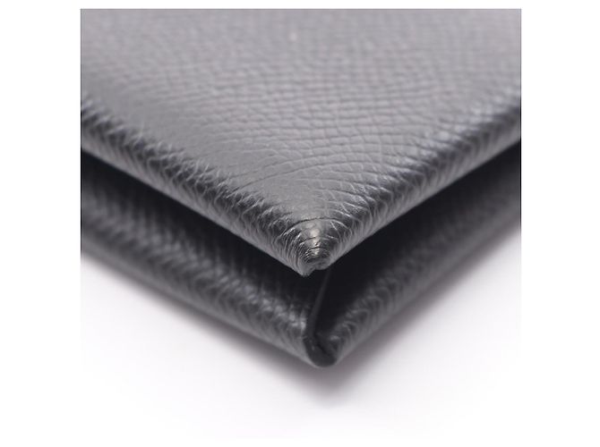 Hermès Cartera Hermes Calvi - Monedero en cuero Epsom negro - vista 8