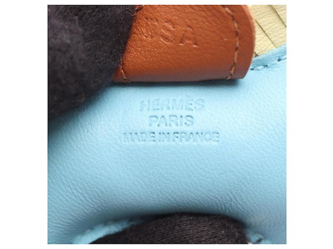 Hermès Hermes Rodeo PM Celeste Jaune Milton Gold Handtaschenanhänger Braun Blau Grün - Ansicht 3