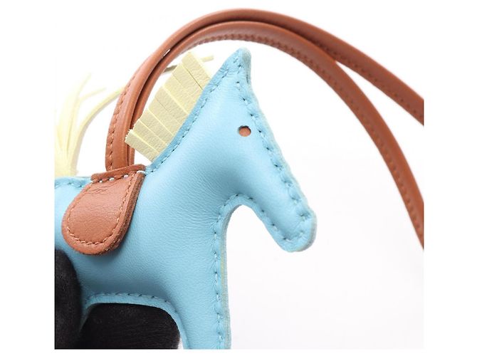 Hermès Hermes Rodeo PM Celeste Jaune Milton Gold Handtaschenanhänger Braun Blau Grün - Ansicht 8