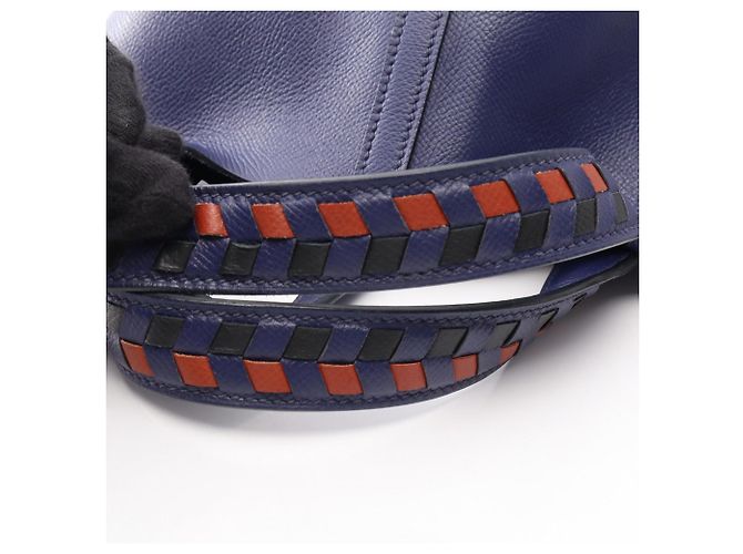 Hermès Borsa Hermes Picotin Lock PM Tressage Marrone Nero Blu navy - vista 12