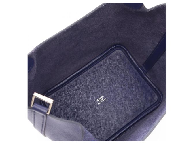 Hermès Borsa Hermes Picotin Lock PM Tressage Marrone Nero Blu navy - vista 3