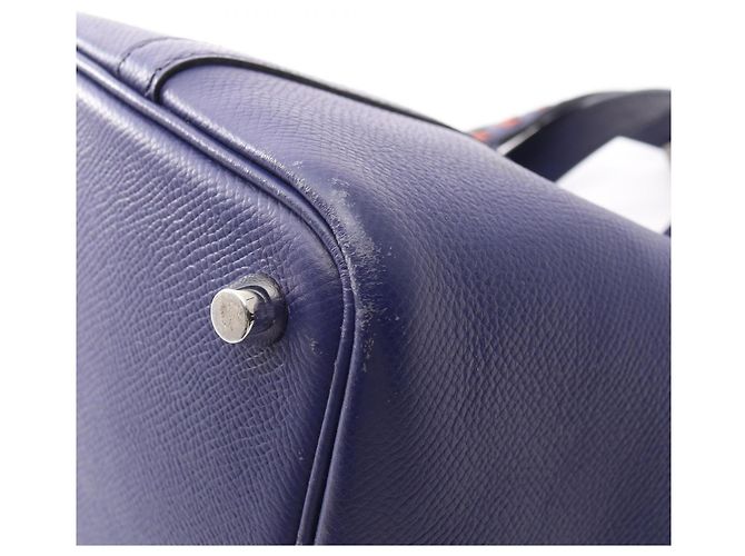 Hermès Borsa Hermes Picotin Lock PM Tressage Marrone Nero Blu navy - vista 7