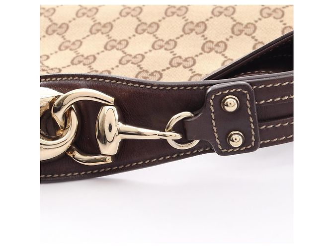 Borsa Gucci GG Canvas Horsebit Marrone Beige - vista 9