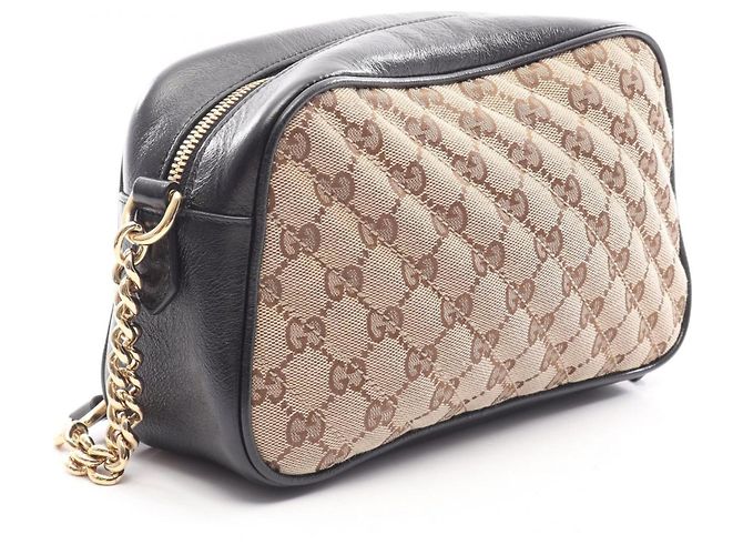 Borsa a Spalla Gucci GG Marmont Marrone Nero Beige - vista 2