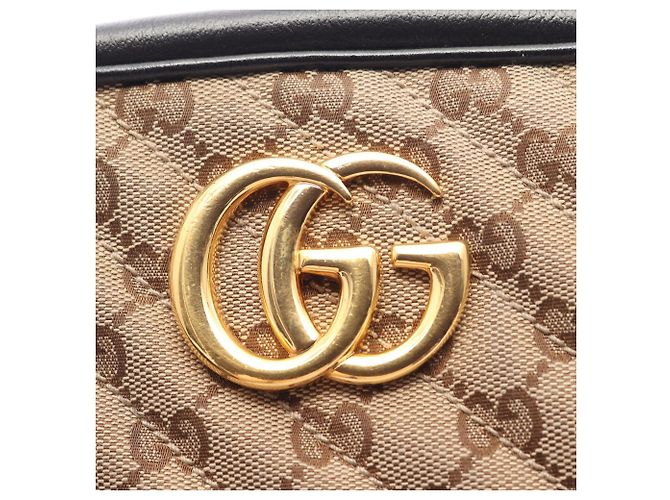 Borsa a Spalla Gucci GG Marmont Marrone Nero Beige - vista 8