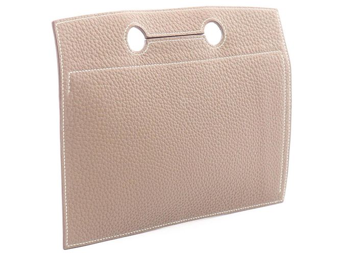 Hermès Hermes HERMES Back Pocket Handbag Pouch in Etoupe Gray Braun Taupe - Ansicht 2