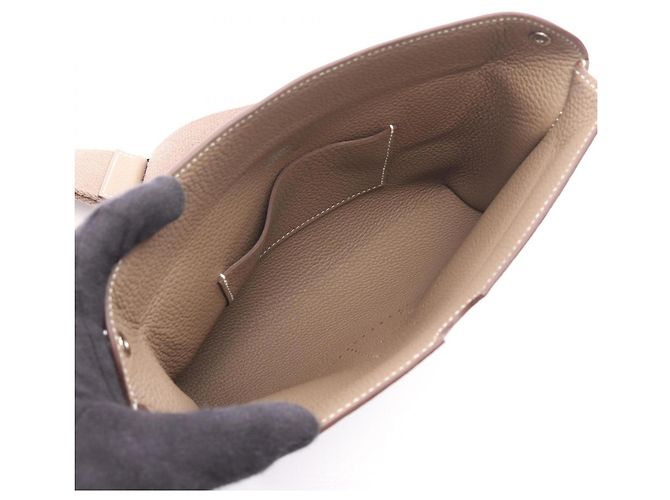 Hermès Borsa a tracolla Hermes Vide Poche Etoupe Marrone Taupe - vista 3