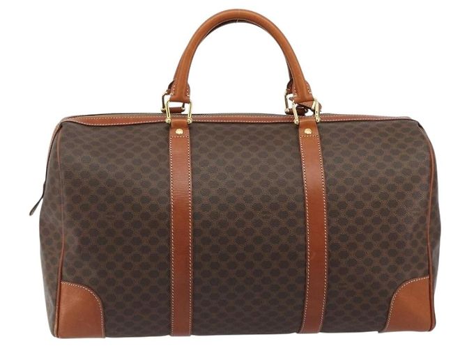 Céline Celine Vintage Duffle in tela e pelle Marrone - vista 2