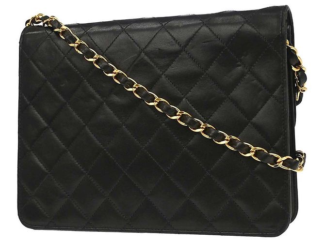 Chanel Vintage Classic Flap Matelassé in agnello Nero - vista 2