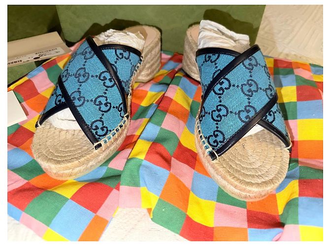 Espadrillas Gucci GG Supreme Blu - vista 2