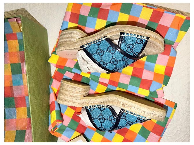 Espadrillas Gucci GG Supreme Blu - vista 3