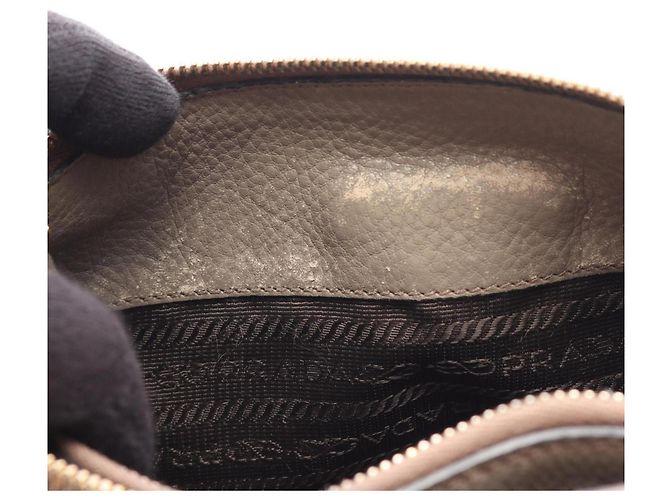 Borsa a mano in pelle beige Prada - vista 5