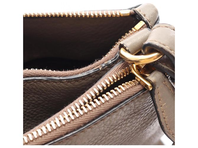 Borsa a mano in pelle beige Prada - vista 6